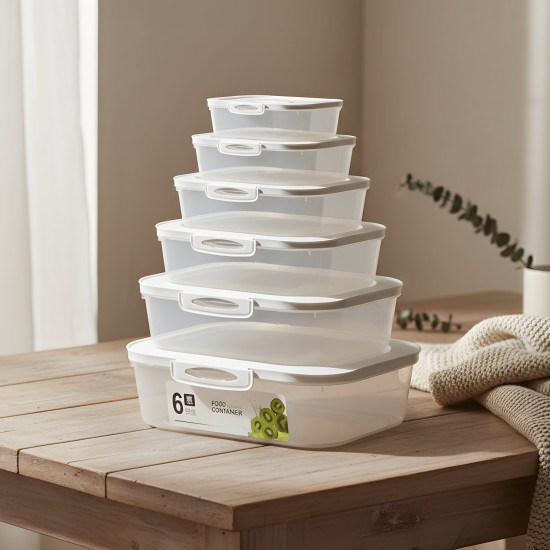 Plastic Food Container - 6 Pcs